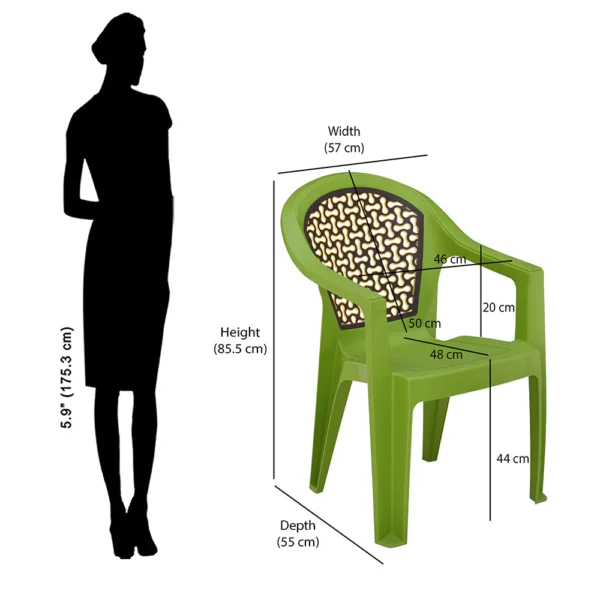 Nilkamal Paradise Plastic Arm Chair (Lush Green Season Rust Brown Mustard Yellow) (1)