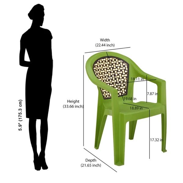 Nilkamal Paradise Plastic Arm Chair (Lush Green Season Rust Brown Mustard Yellow) (2)