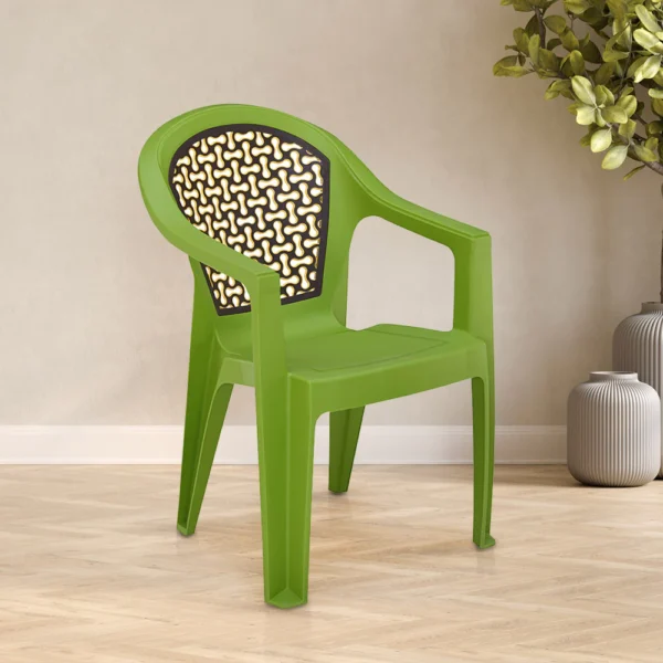 Nilkamal Paradise Plastic Arm Chair (Lush Green Season Rust Brown Mustard Yellow) (8)