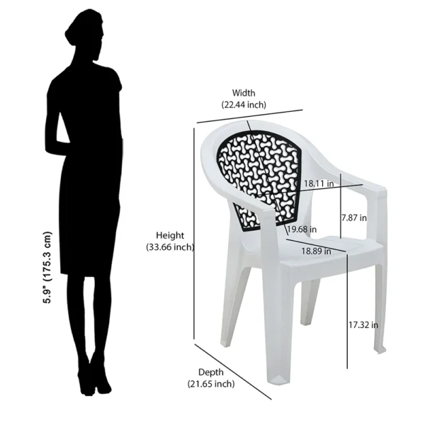 Nilkamal Paradise Plastic Arm Chair (Milky White & Black) (2)