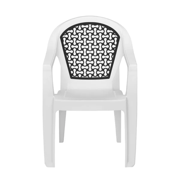 Nilkamal Paradise Plastic Arm Chair (Milky White & Black) (3)