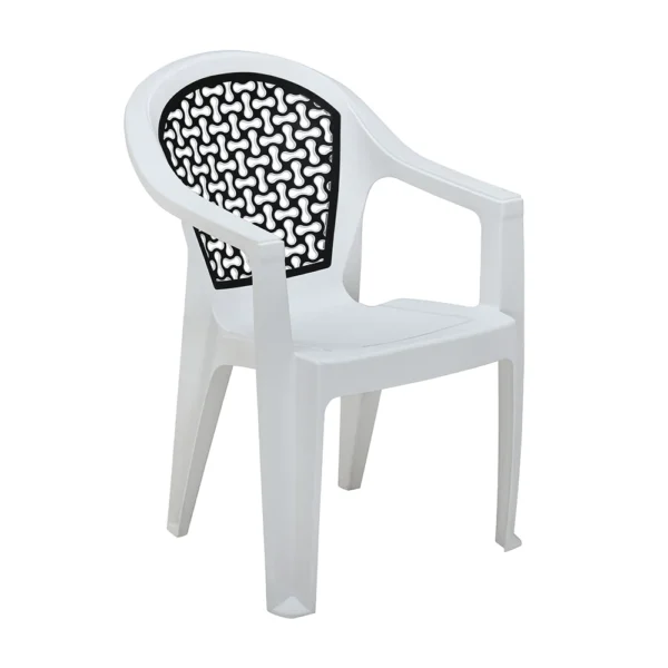 Nilkamal Paradise Plastic Arm Chair (Milky White & Black) (4)
