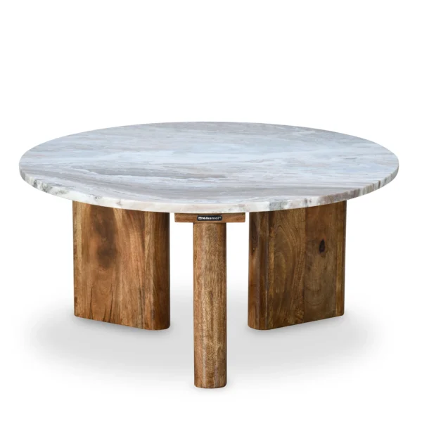 Nilkamal Taurus Marble Top Handicraft Coffee Table (Natural Honey) (3)